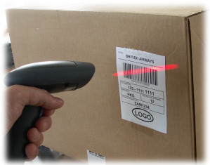 Reading AWB label bar code with hand scanner
